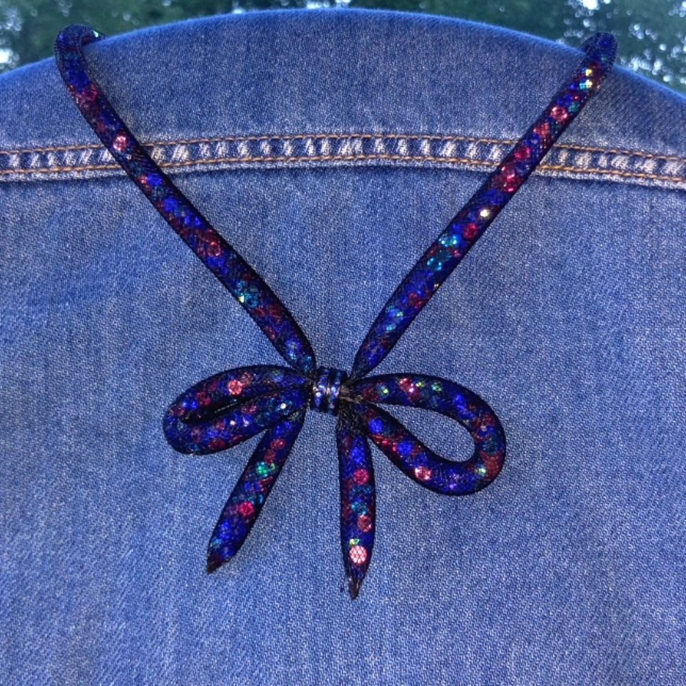 Betsey Johnson Mesh Bow Crystal Necklack